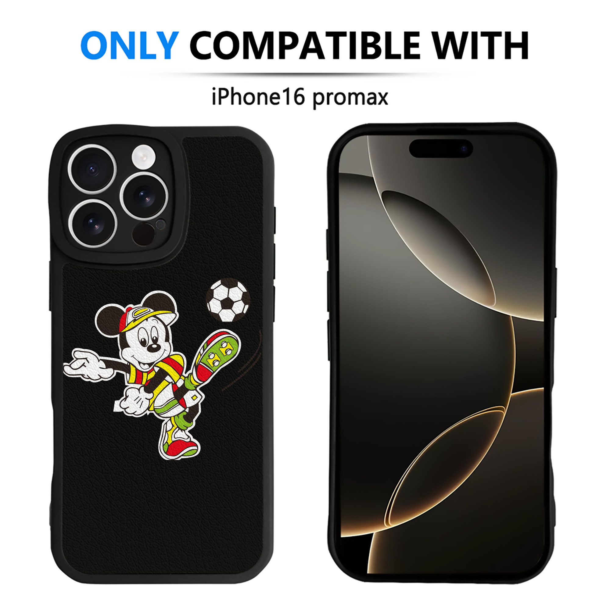 （画像用） ミッキーマウス Mickey Mouse 【iPhone 16シリーズ対応】シリコンスマホケース（レザー調） 材質：シリコン